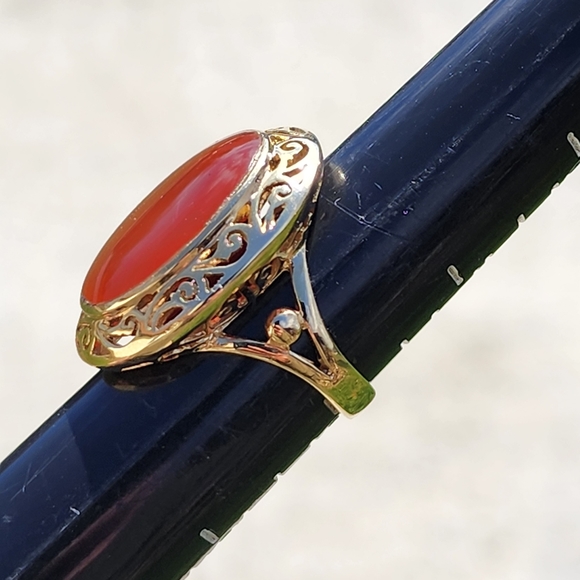Gold vermeil sterling silver ring w carnelian size 8 - Picture 3 of 5